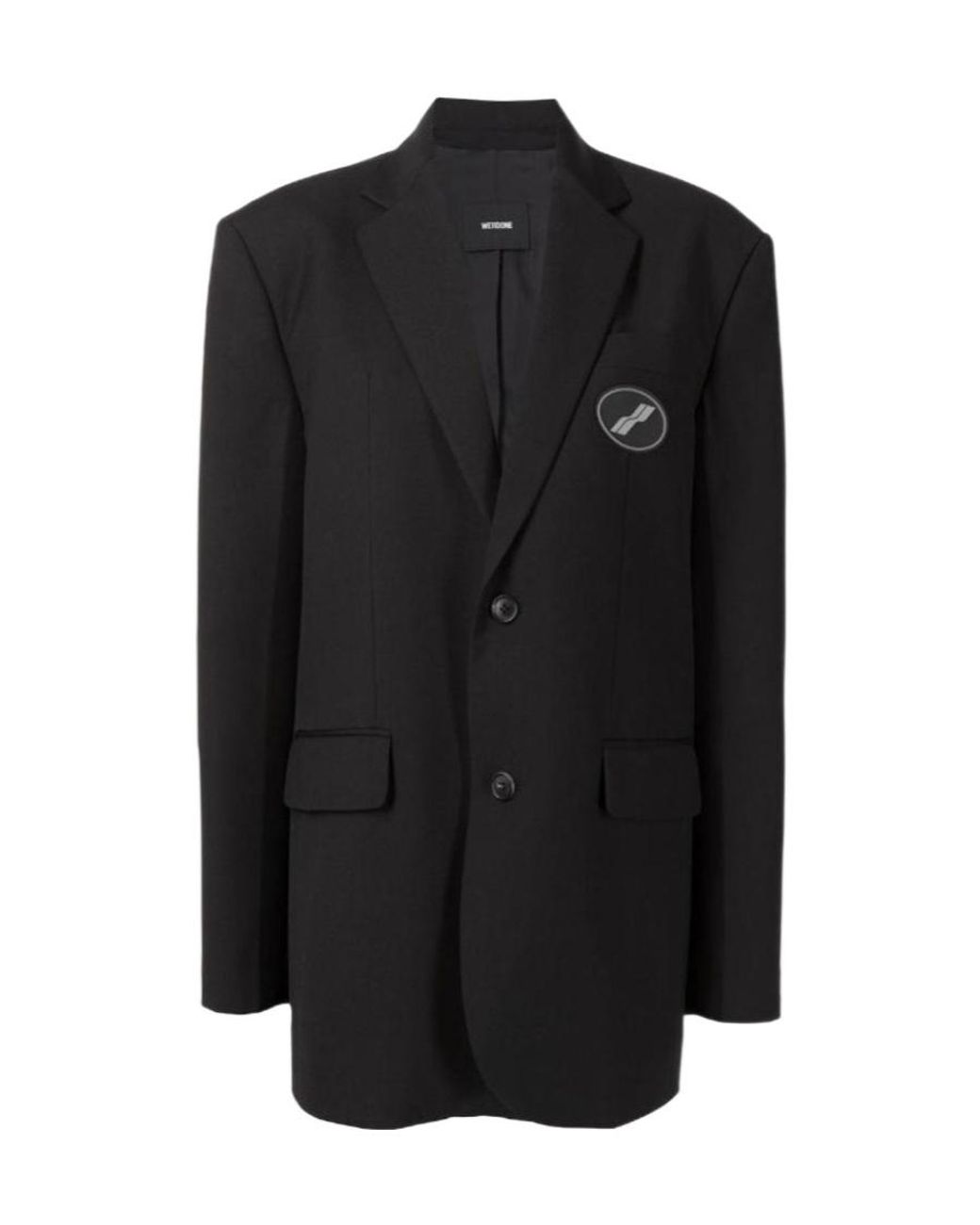 we11done Black Logo-Patch Long Sleeved Oversized Blazer for men