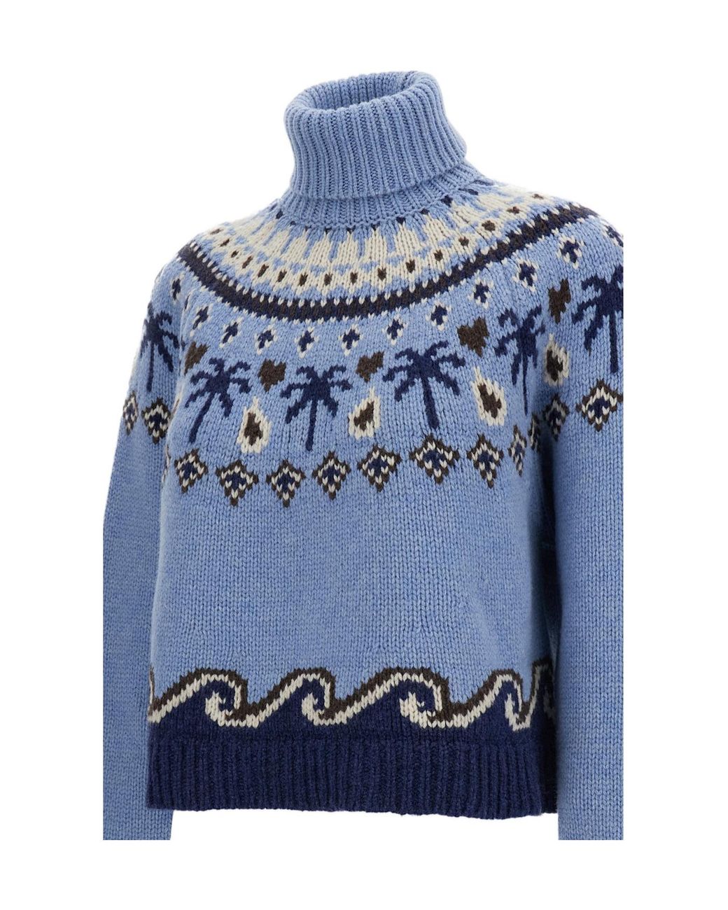 Alanui Blue Sweet Winter Turtleneck Jumper