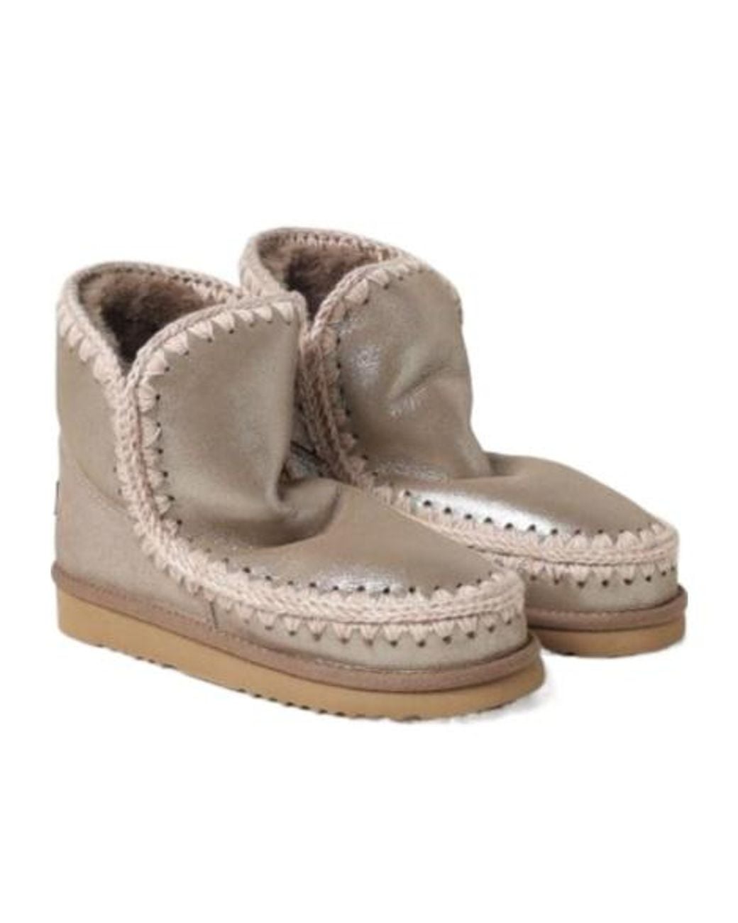 Mou Natural Round-Toed Ankle Boots