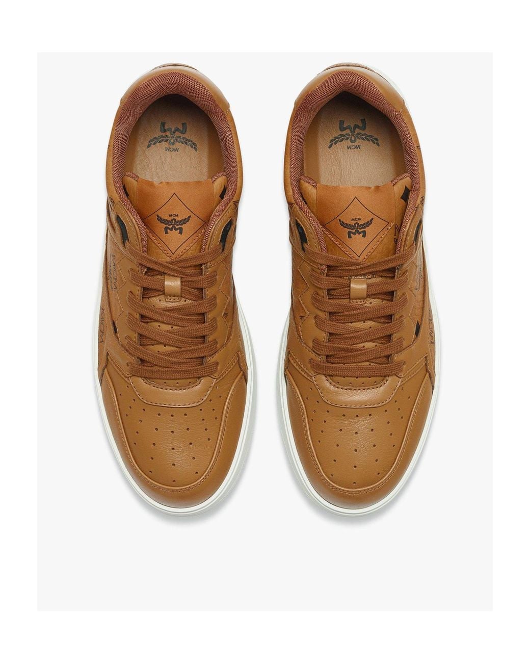 MCM Brown Neo Derby Visetos Lace-Up Sneakers for men