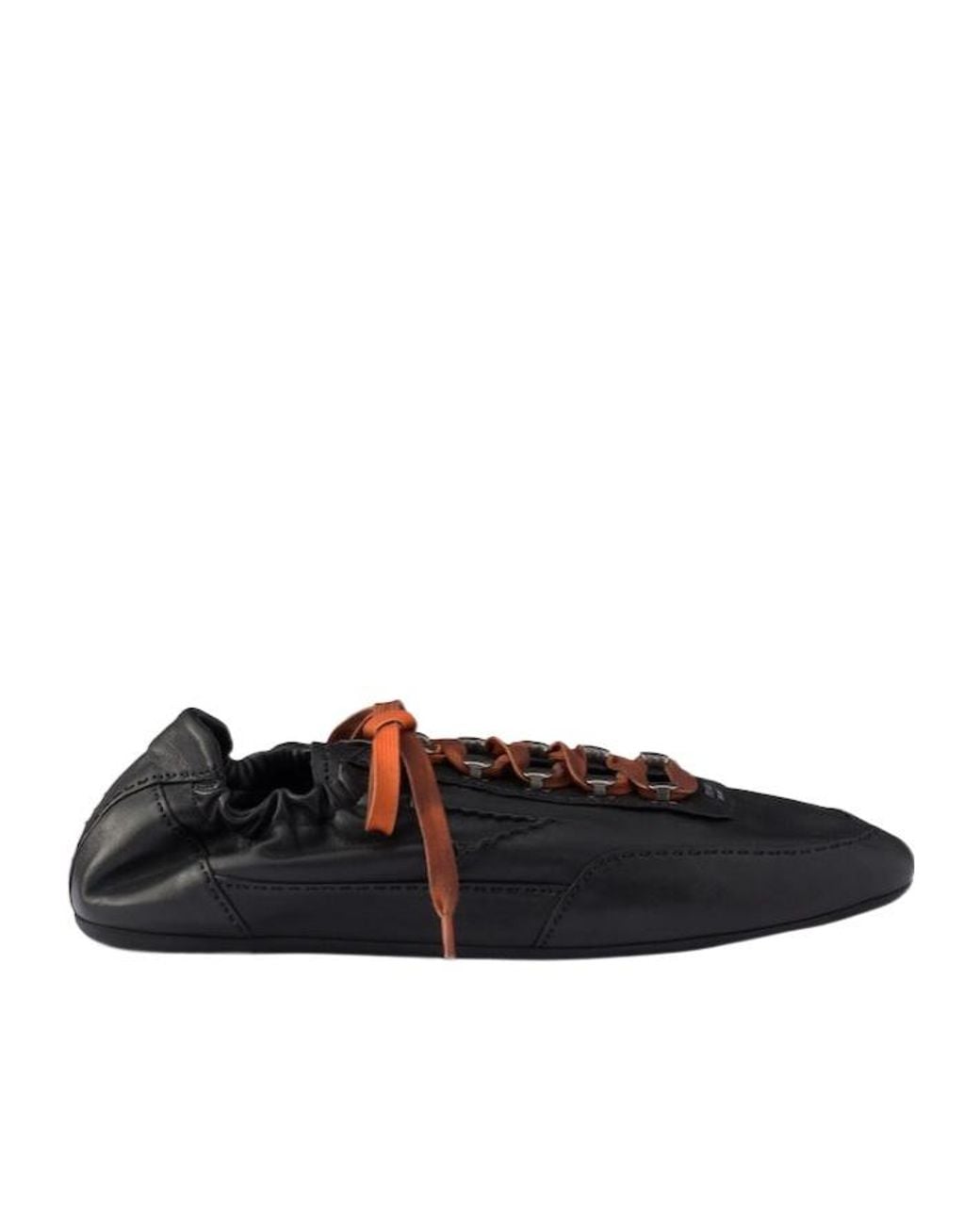 Prada Black Collapse Antiqued Nappa Leather Sneakers With Hooks for men