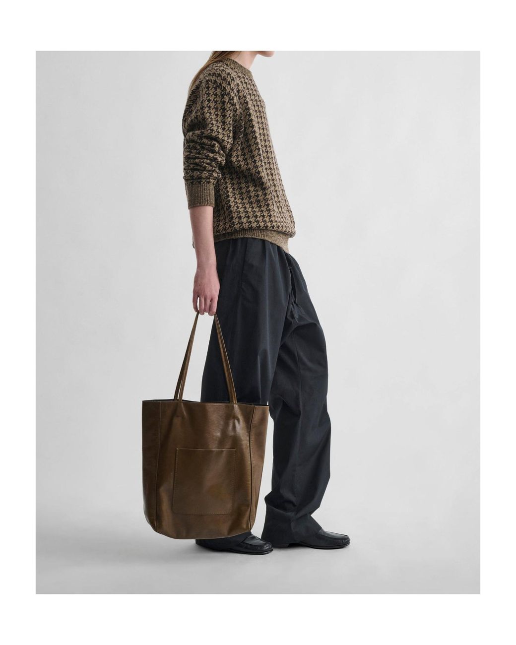Phoebe Philo Brown Crew-Neck Jacquard Sweater