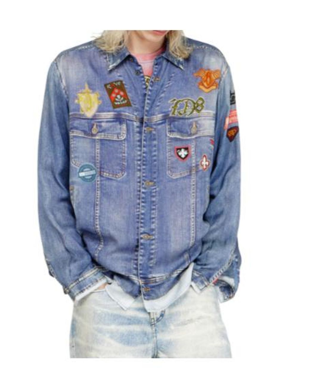 DIESEL Blue Simply Patch Embroidered Denim Shirt for men