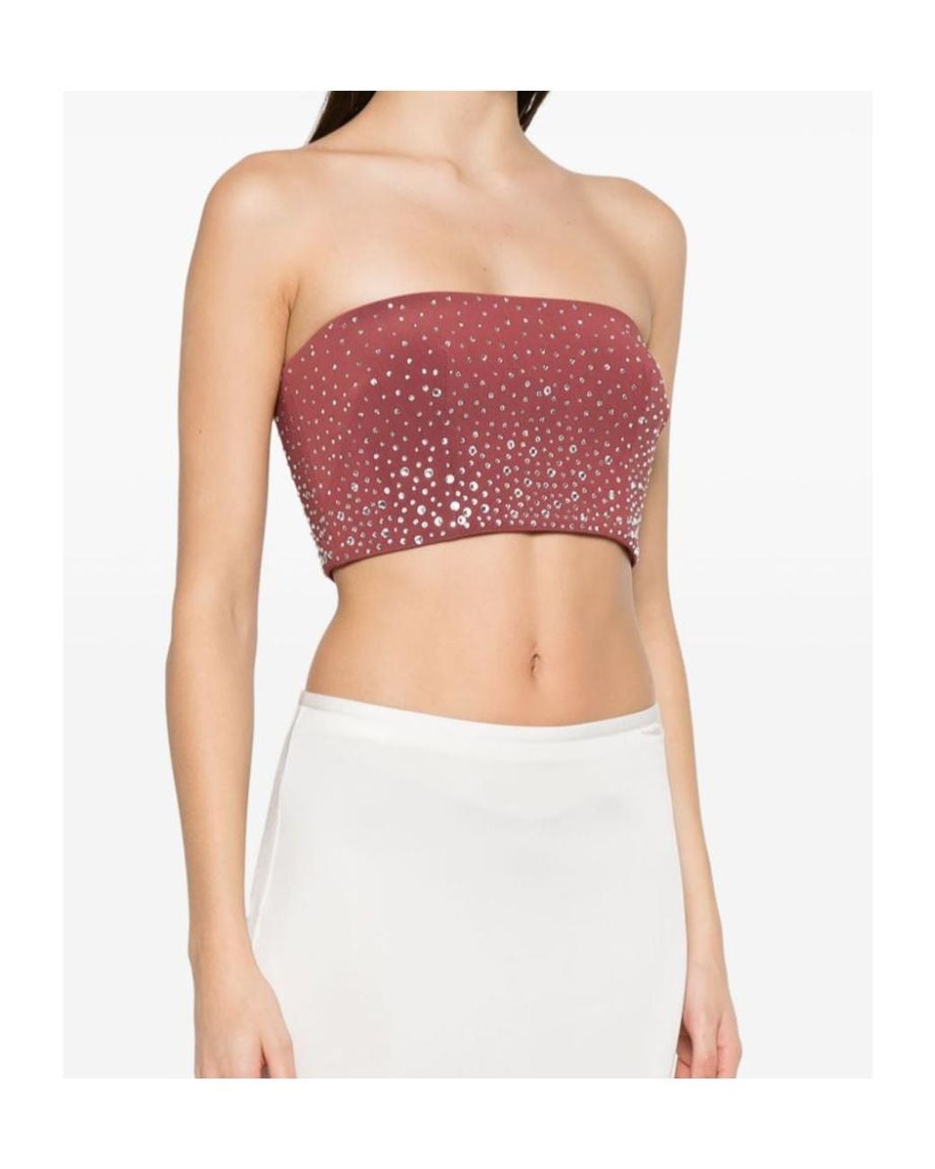 Alex Perry Red Crystal-Embellished Bustier Top