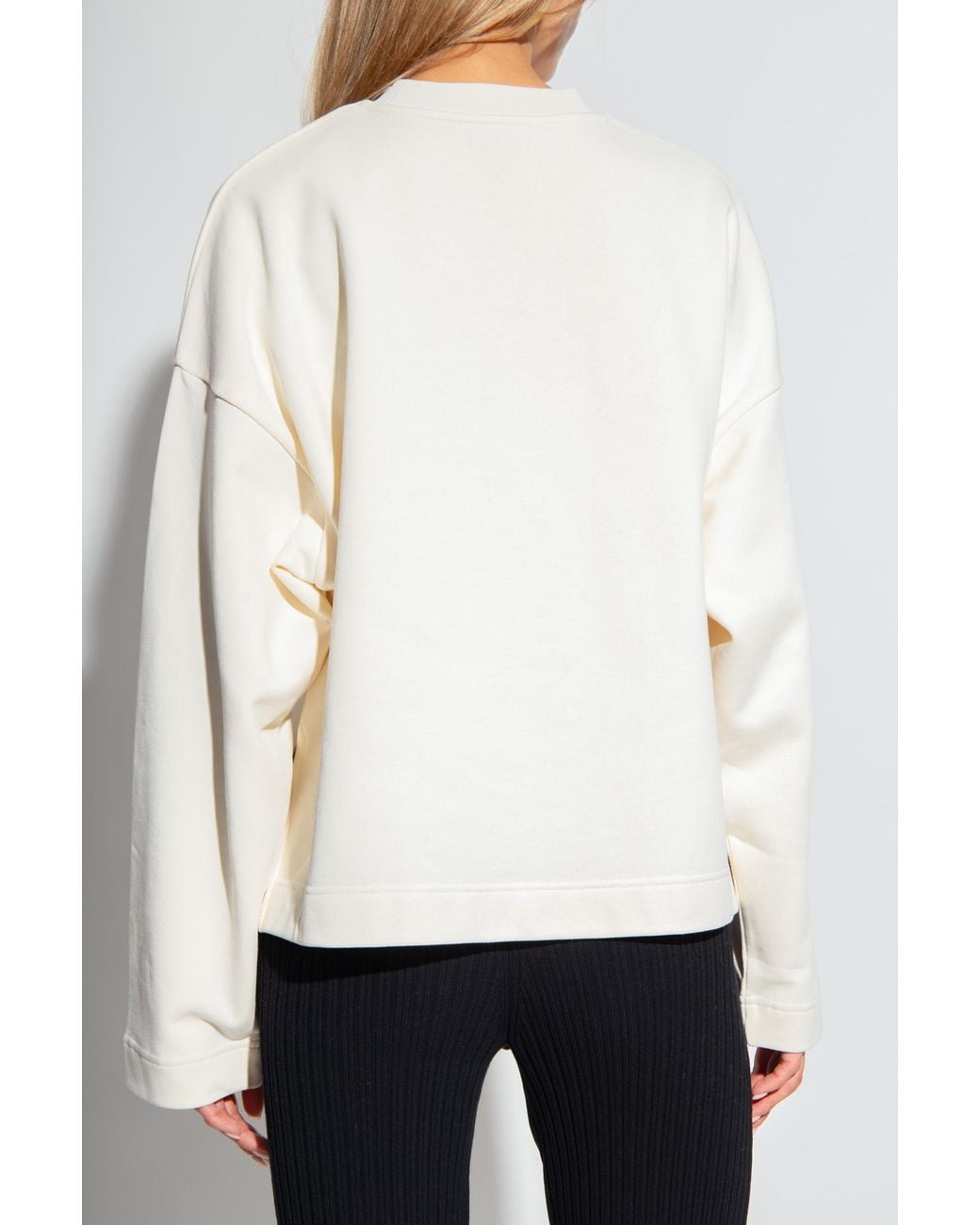 Moncler White Logo Printed Crewneck Sweatshirt
