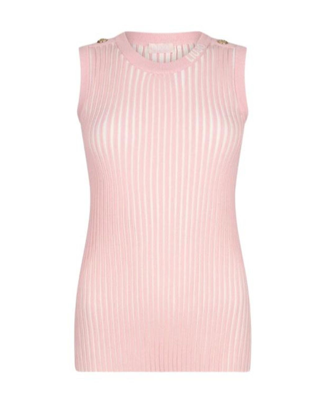 Liu Jo Pink Two-Tone Ribbed Tank Top