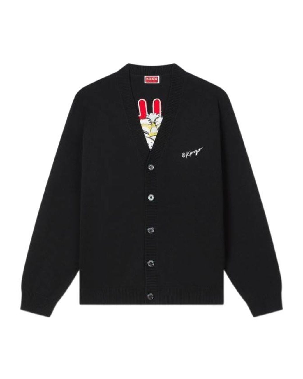 KENZO Black Wild Tiger Knitted Cardigan for men