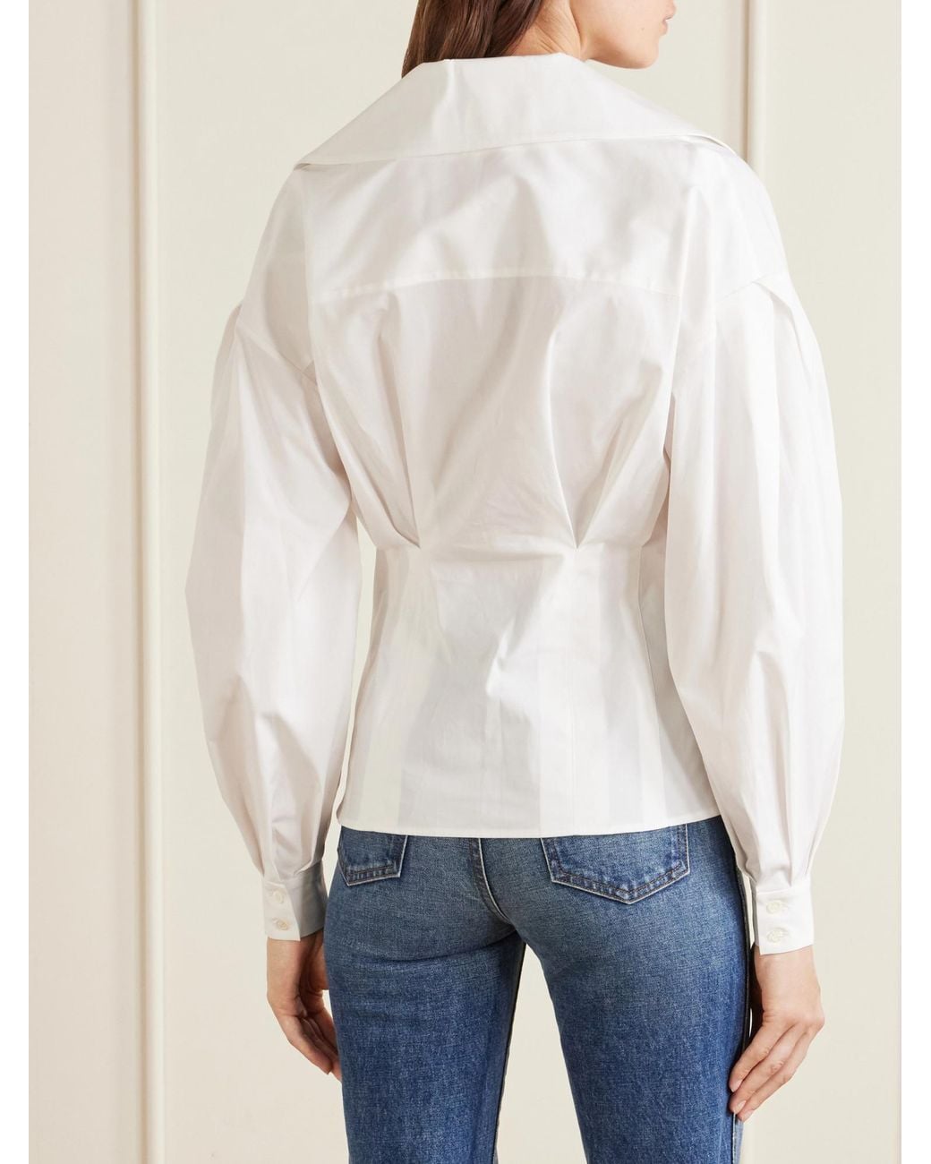 Carolina Herrera White Loose Puffed-Sleeve Shirt