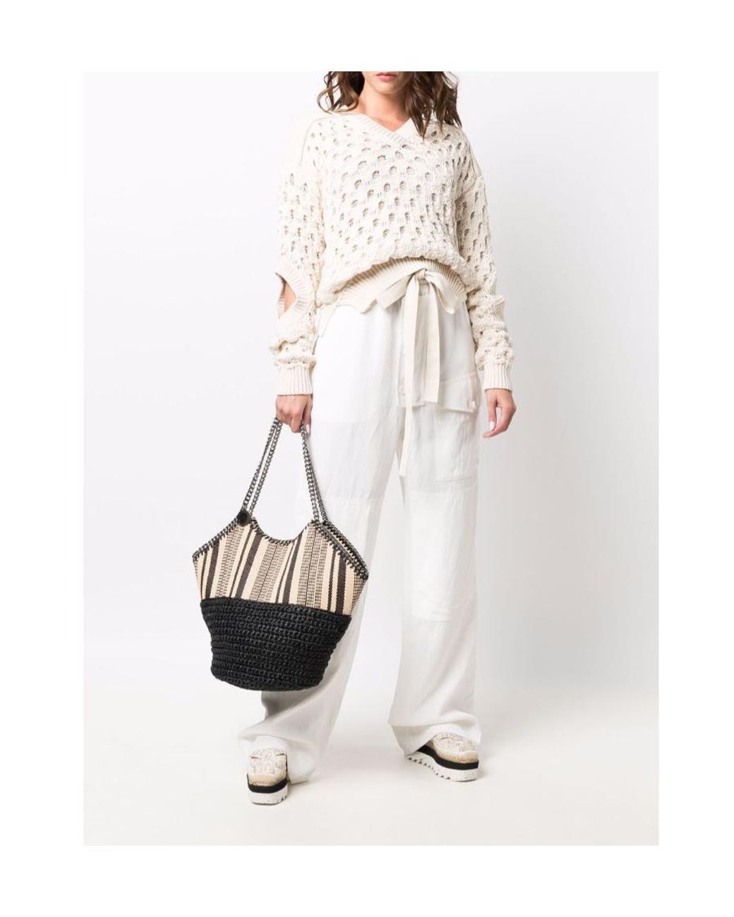 Stella McCartney White Flap Pockets Straight-Leg Trousers