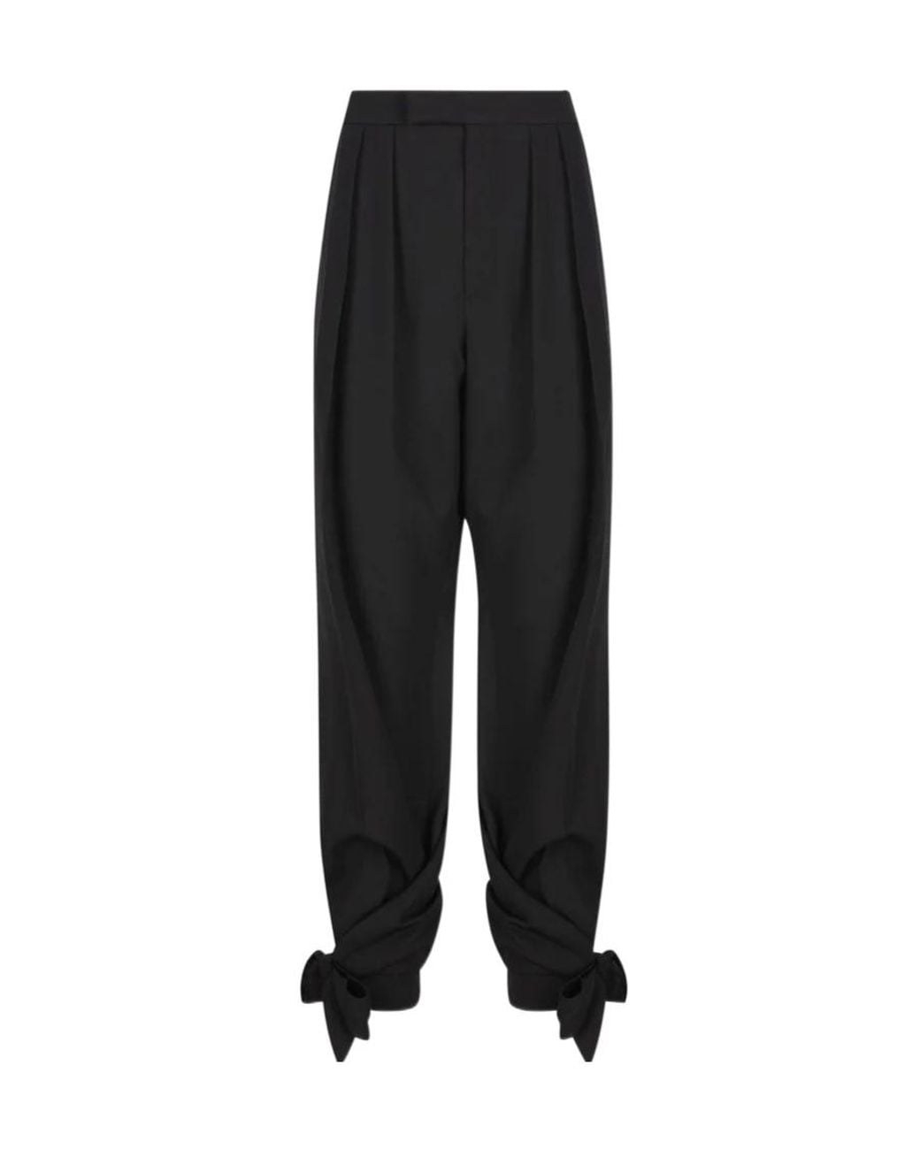 Chloé Black Chloé Pleated Tie-Hem Pants