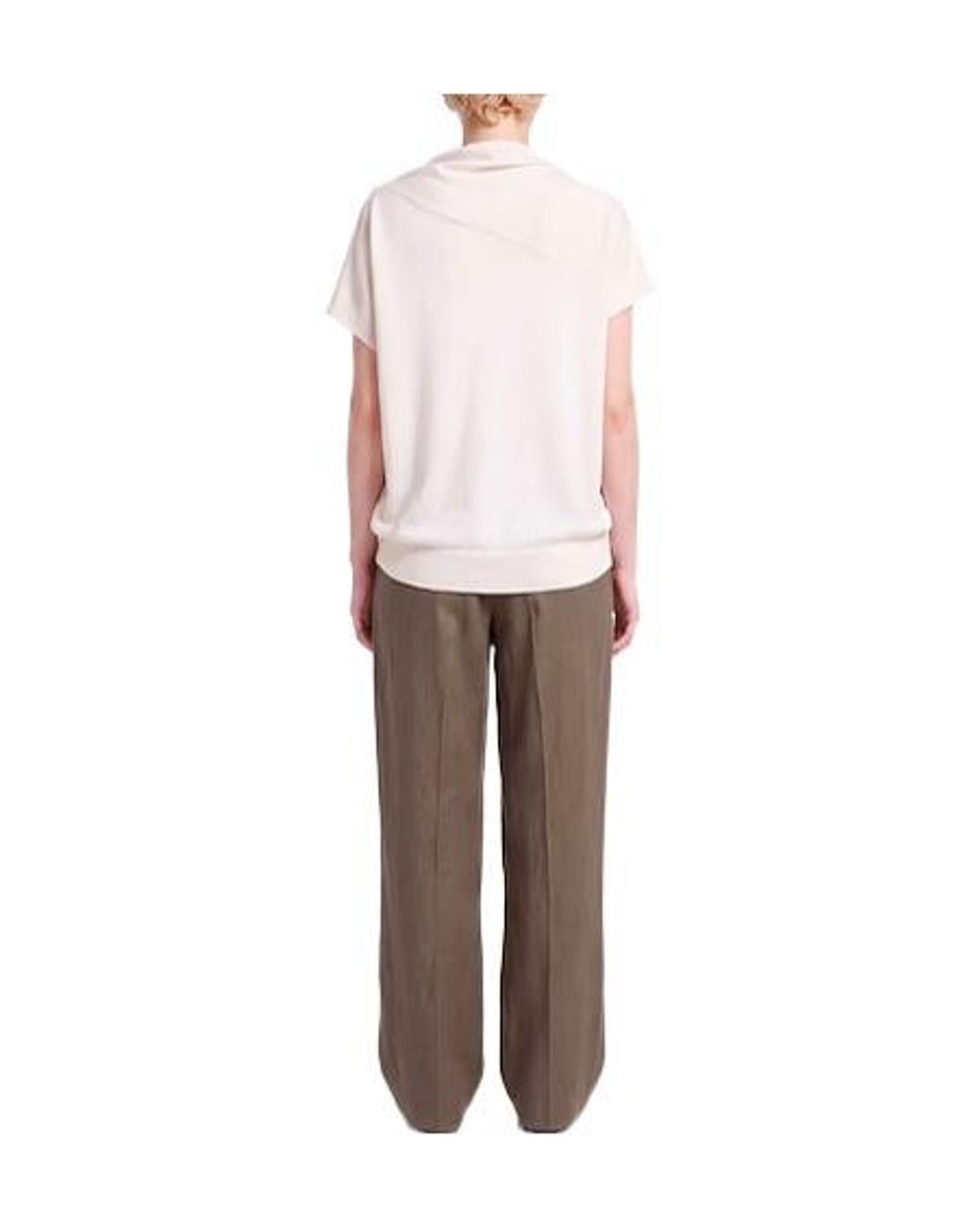 Brunello Cucinelli White Solidcolor Knit Shortsleeve Top