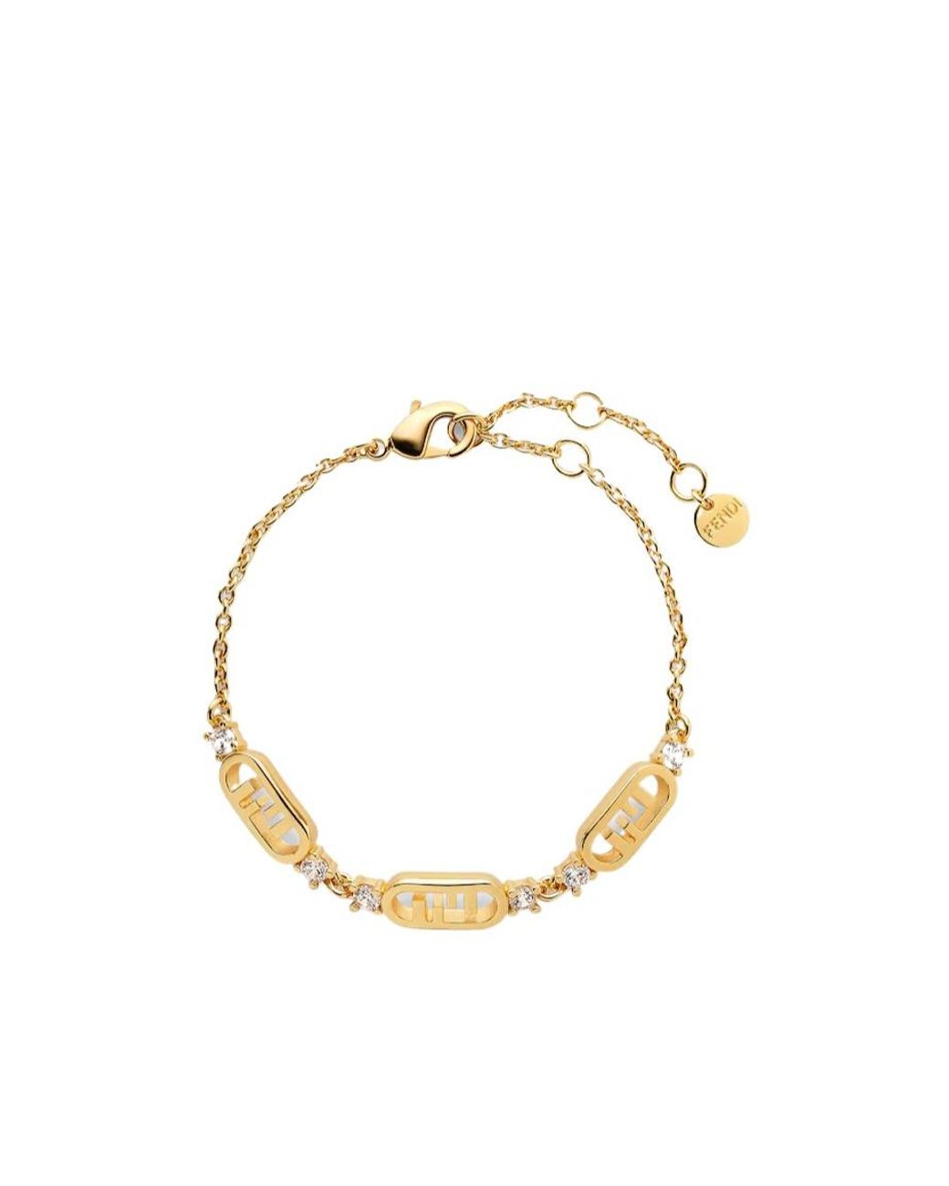 Fendi Metallic O'Lock Embellished Bracelet