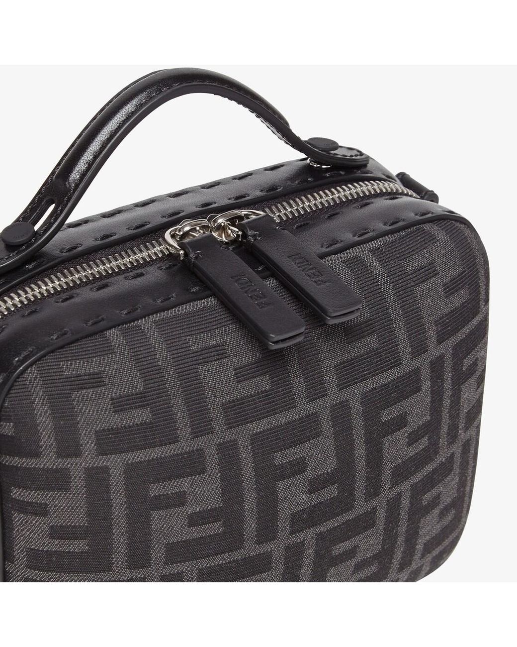 Fendi Gray Ff Jacquard Zipped Mini Tote Bag for men