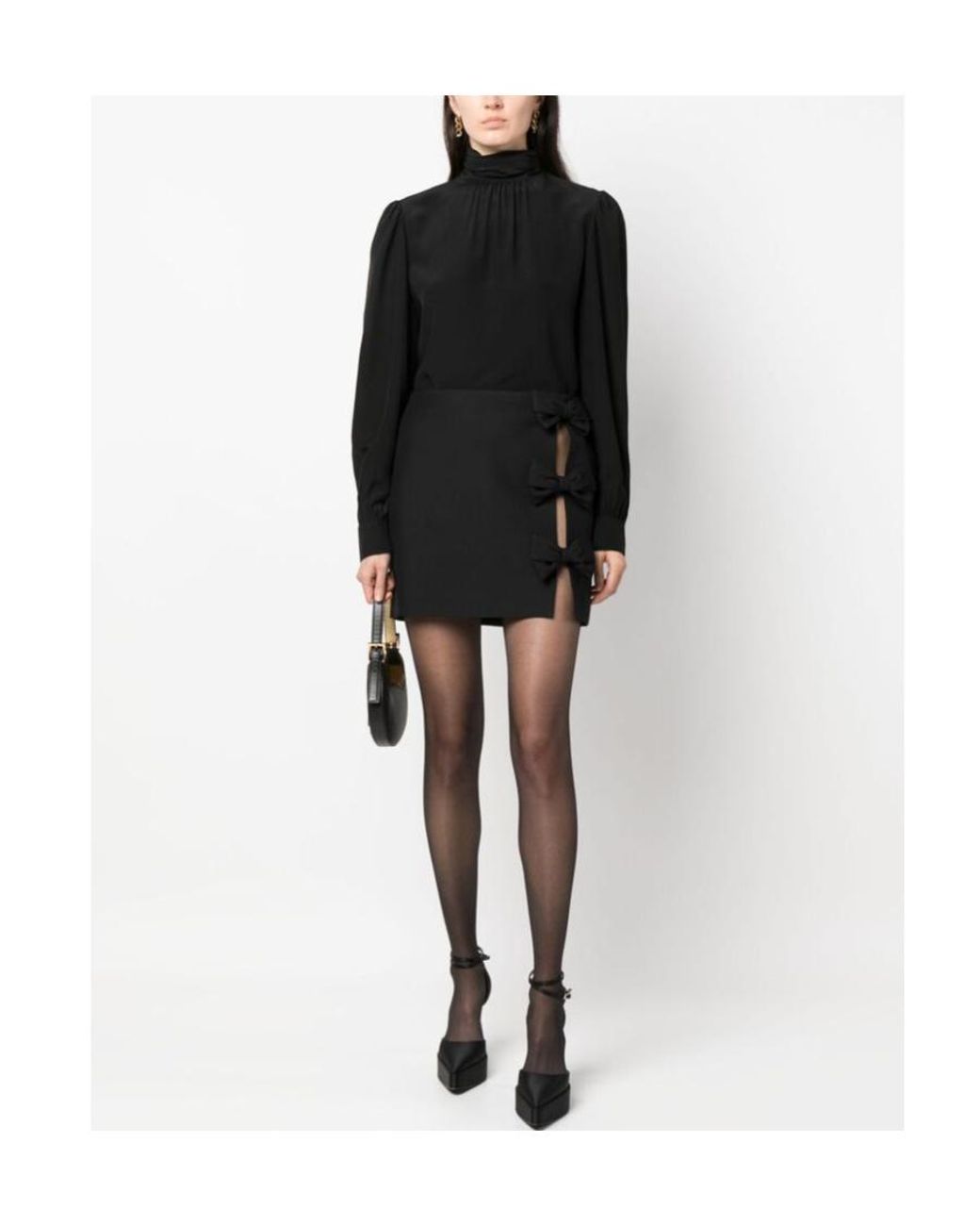Valentino Black Bow Detailed Mini Skirt