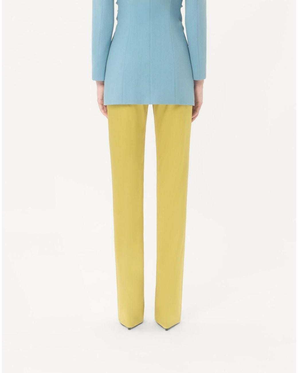 Valentino Yellow Double Duchesse Stretch Straight Leg Pants