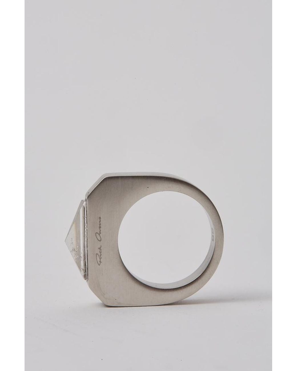 Rick Owens White Geometric Cut-Out Ring for men