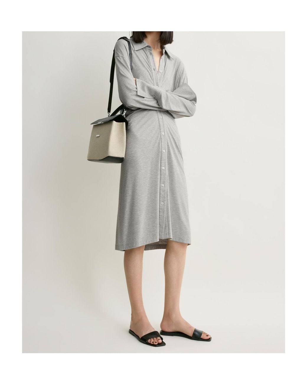 Totême Gray Ruched Mini Dress