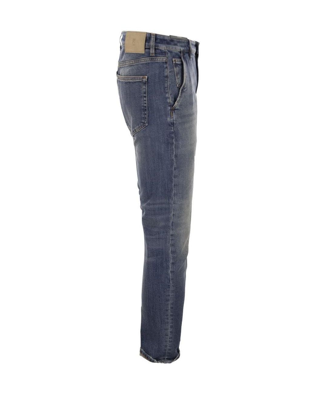 Pt Pantaloni Blue Logo Denim Pants for men