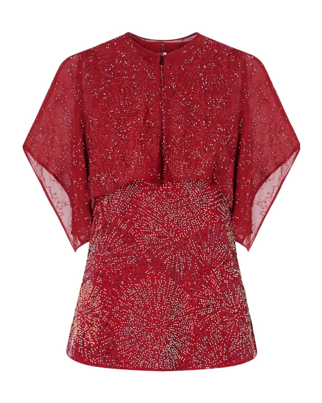 Rabanne Chiffon Cape Pearl Embroidered Top