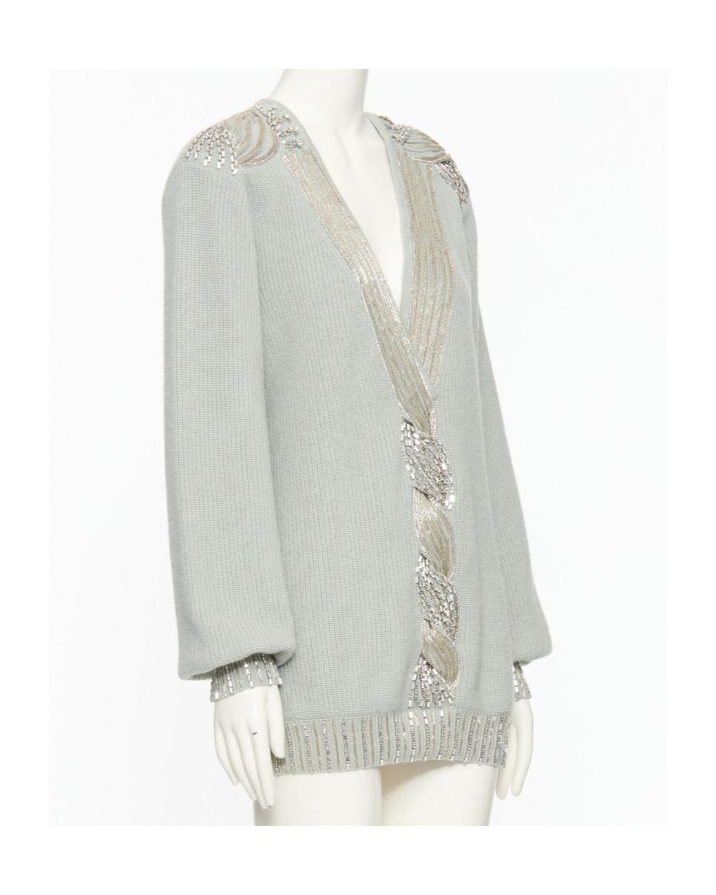 Valentino Gray Long-Sleeve Knit Top
