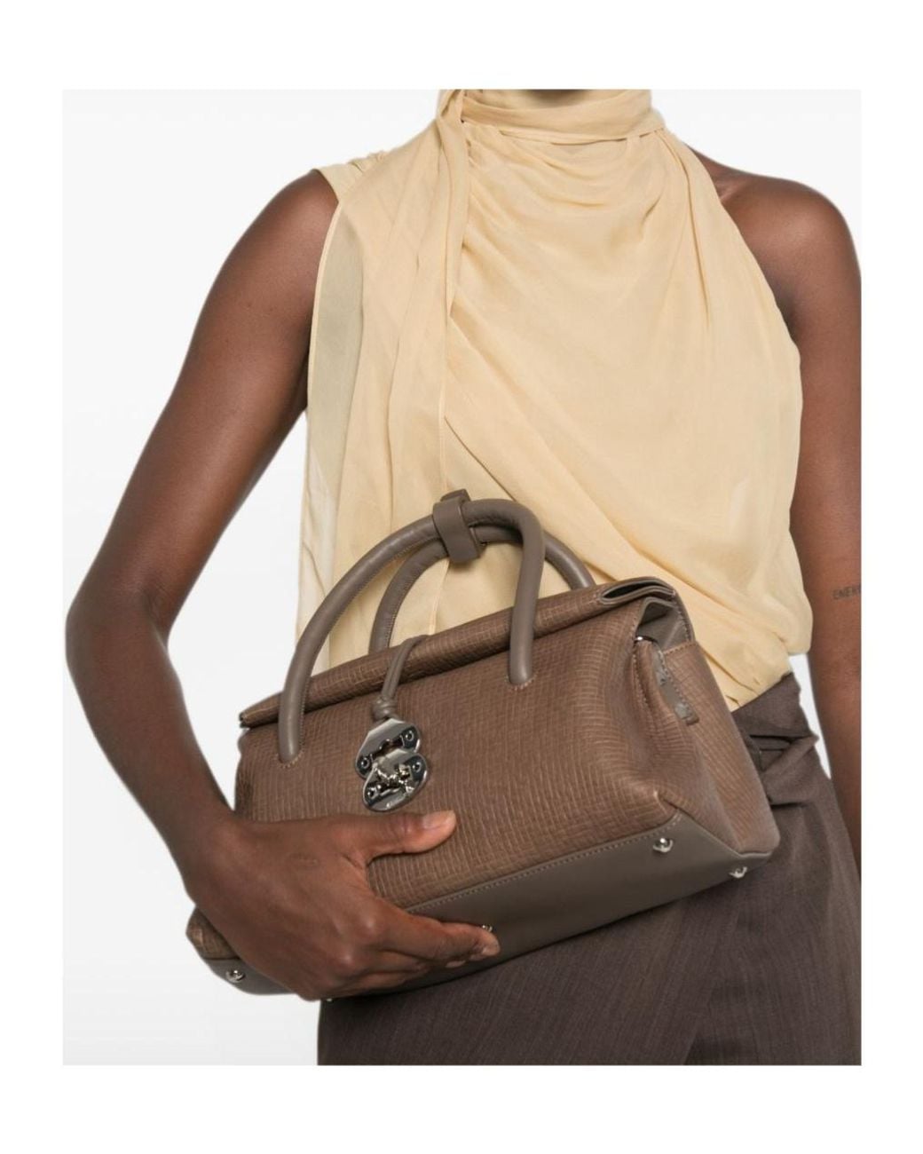 Zanellato Brown Dotta Cestaia Small Shoulder Bag