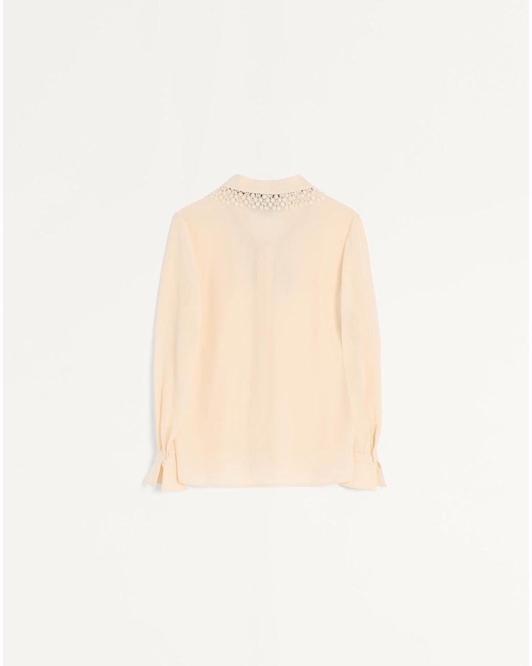 Valentino Natural Lace Detailed V-Neck Shirt