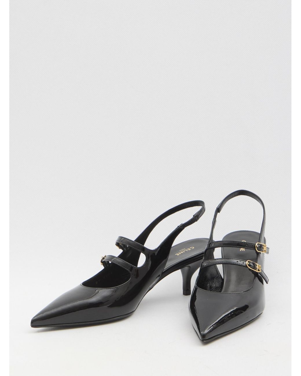 Celine Judy Double Strap Mary Jane Slingback in Black | Lyst
