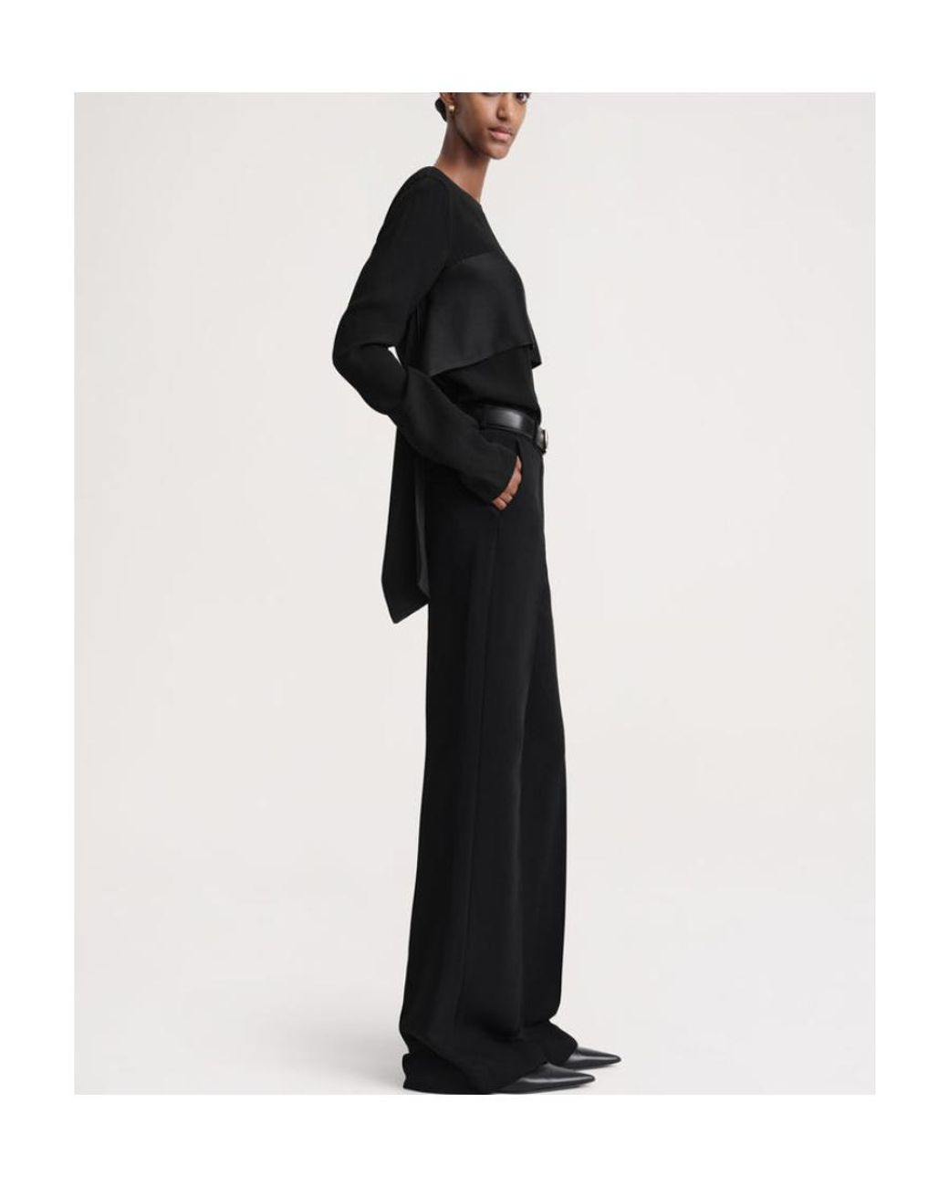 Totême Black Totême Rear-Tie Fastened Long-Sleeved Top