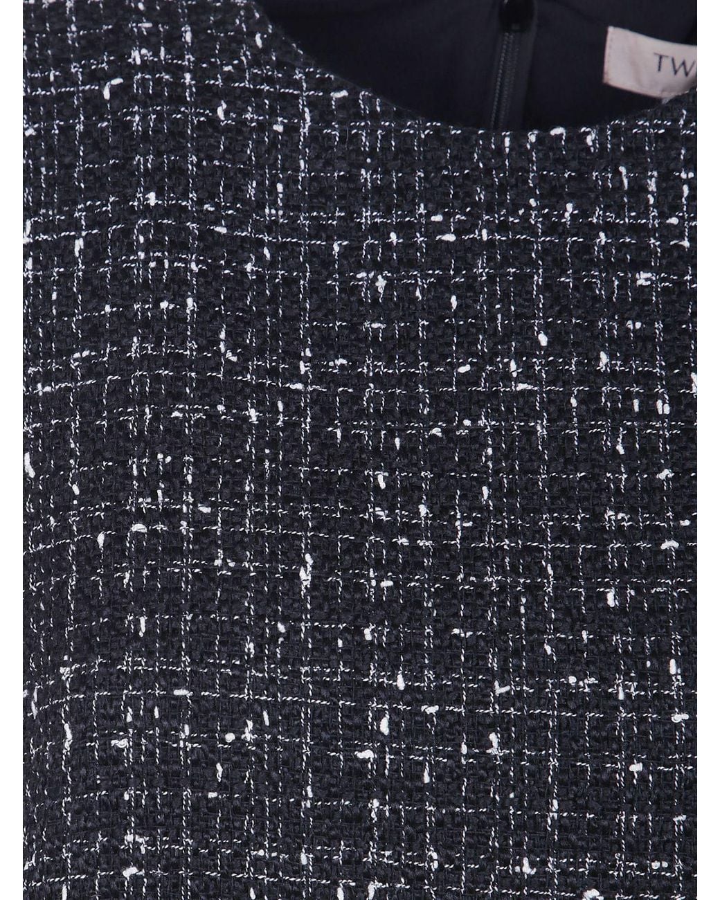 Twinset Blue Short Bouclé And Plumetis Tulle Dress