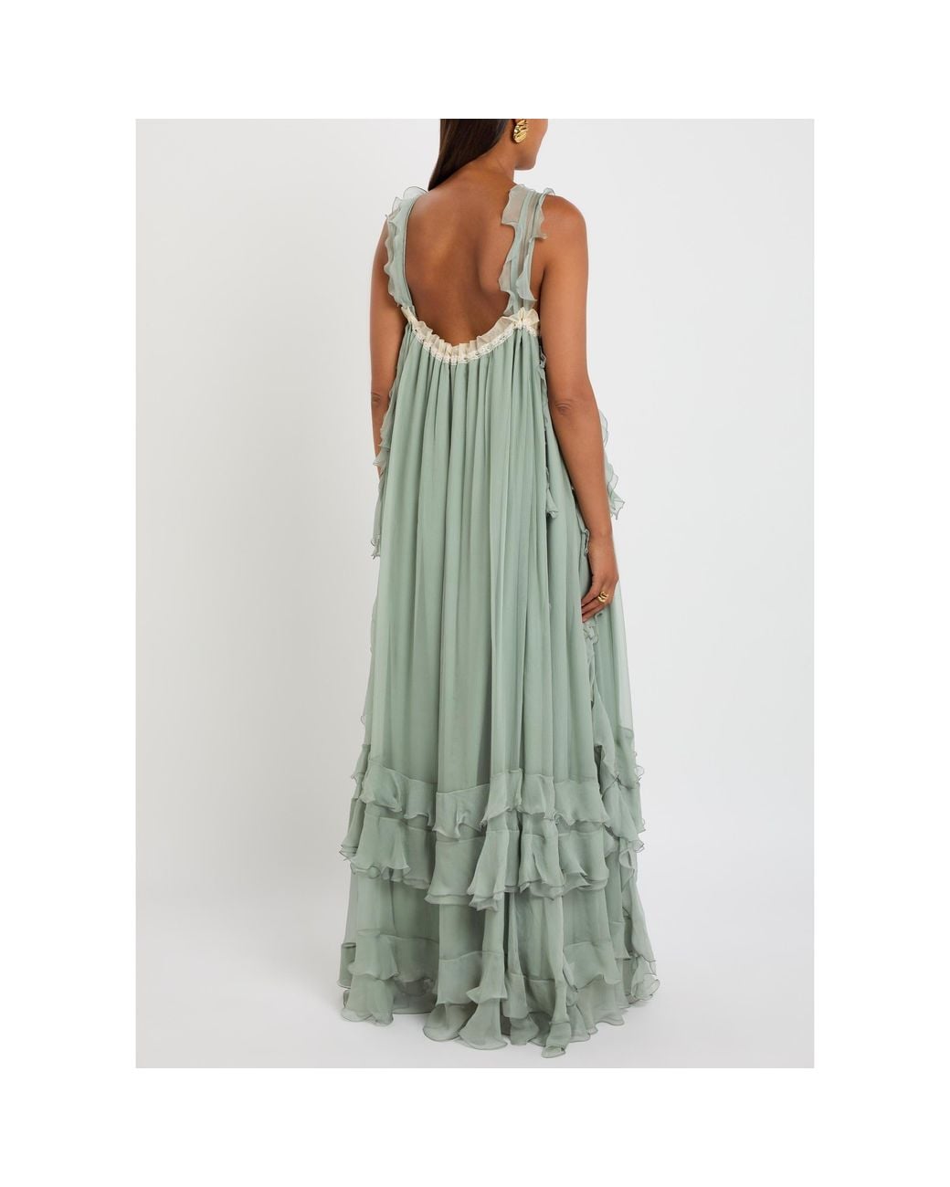 Chloé Green Ruffled Dress