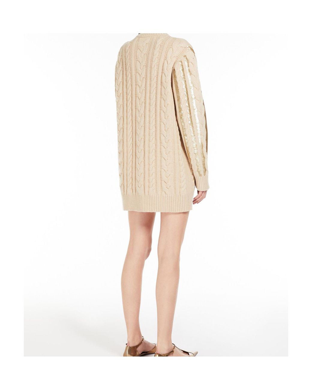 Max Mara Natural Short Wool And Cashmere Dress