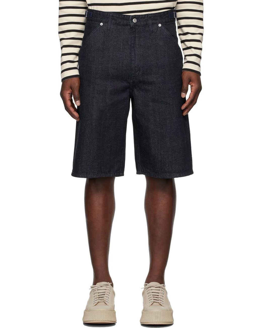 Jil Sander Black Wide-Leg Denim Shorts for men