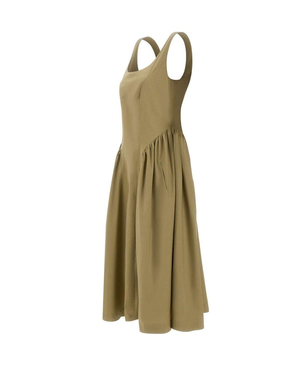 Marella Green Gathered Midi Dress