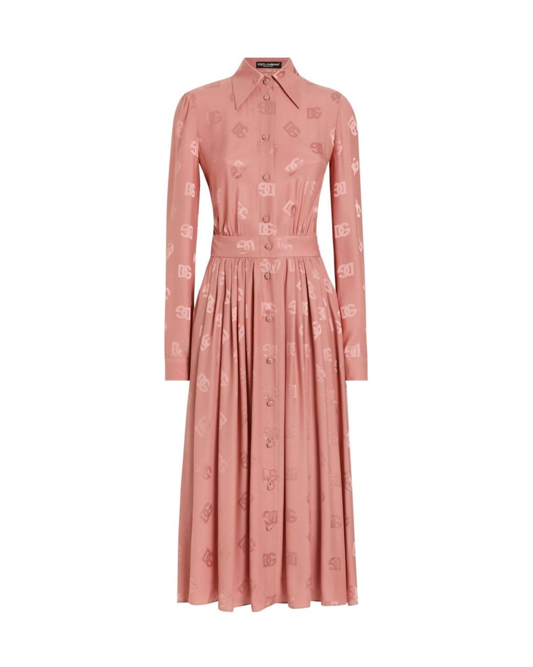 Dolce & Gabbana Pink Dg Logo Jacquard Shirt Dress
