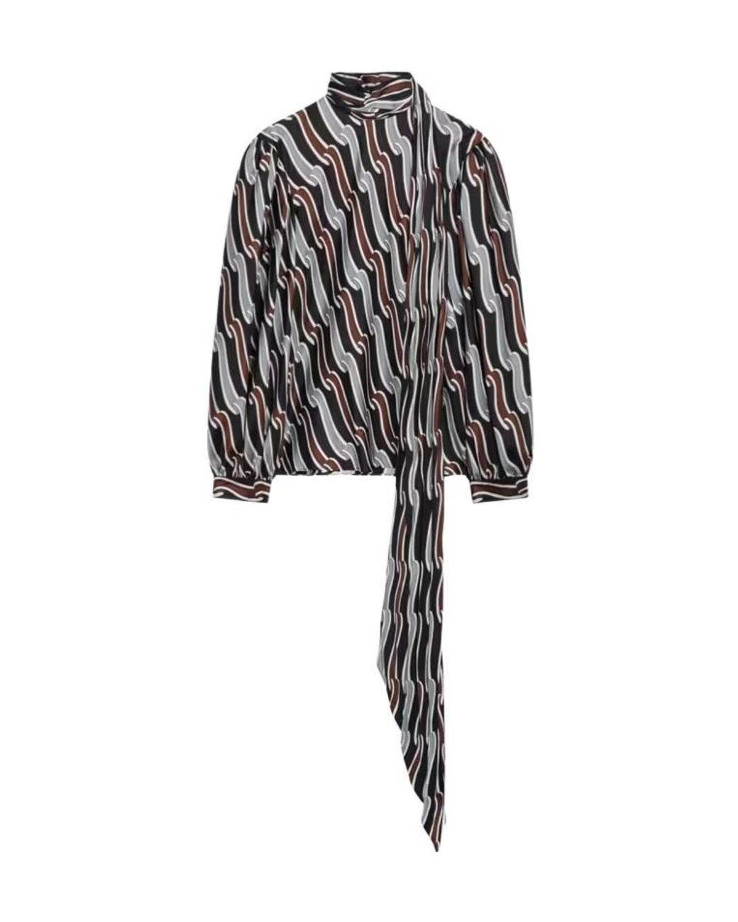 Gucci Black Printed Twill Blouse