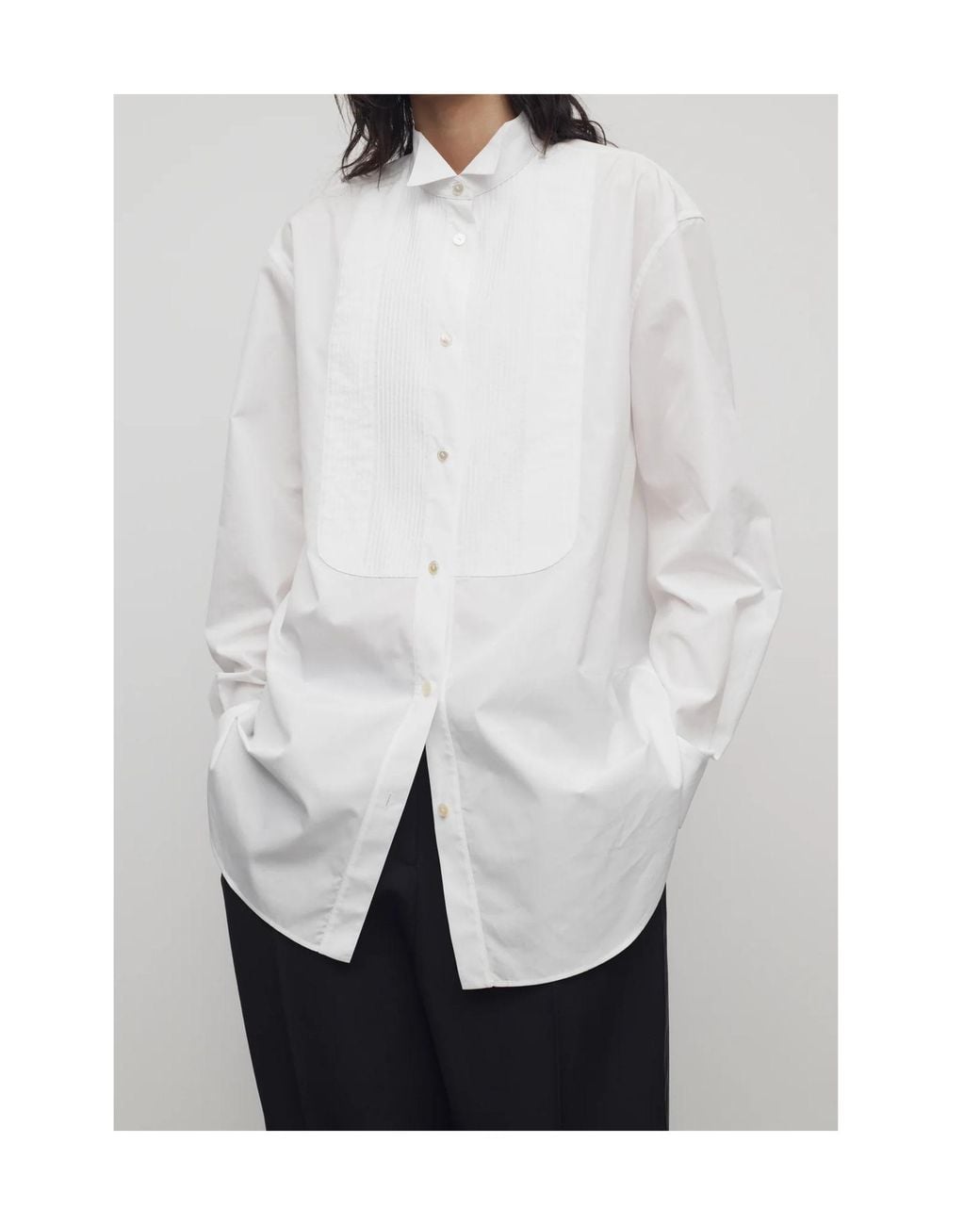 The Row White Erelia Cotton Tuxedo Shirt