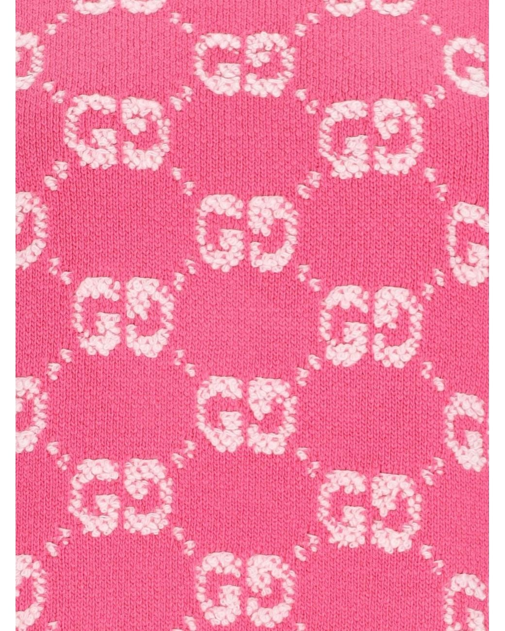 Gucci Pink Gg Jacquard Knitted Top