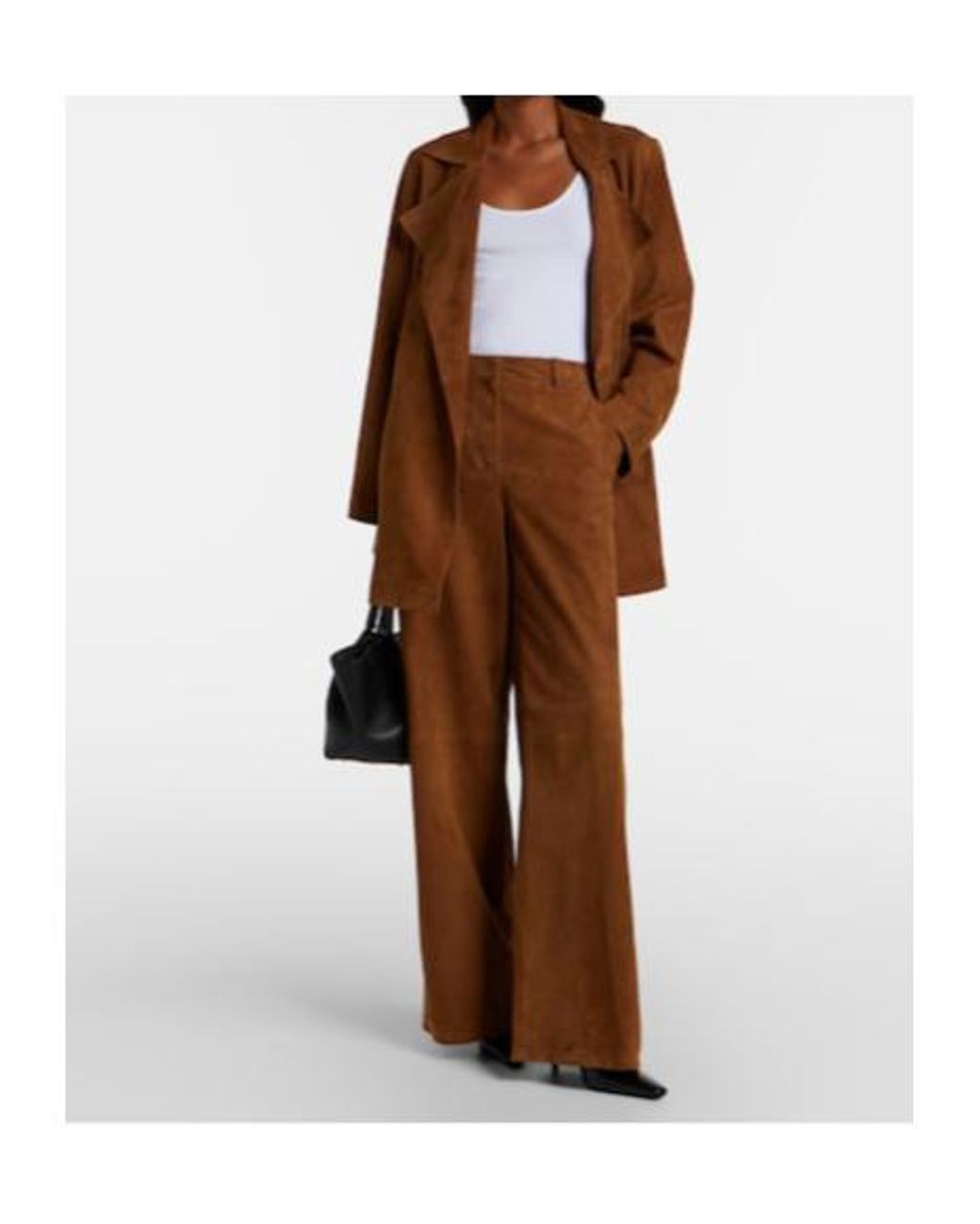 Nour Hammour Brown Coda Suede Wide-Leg Pants