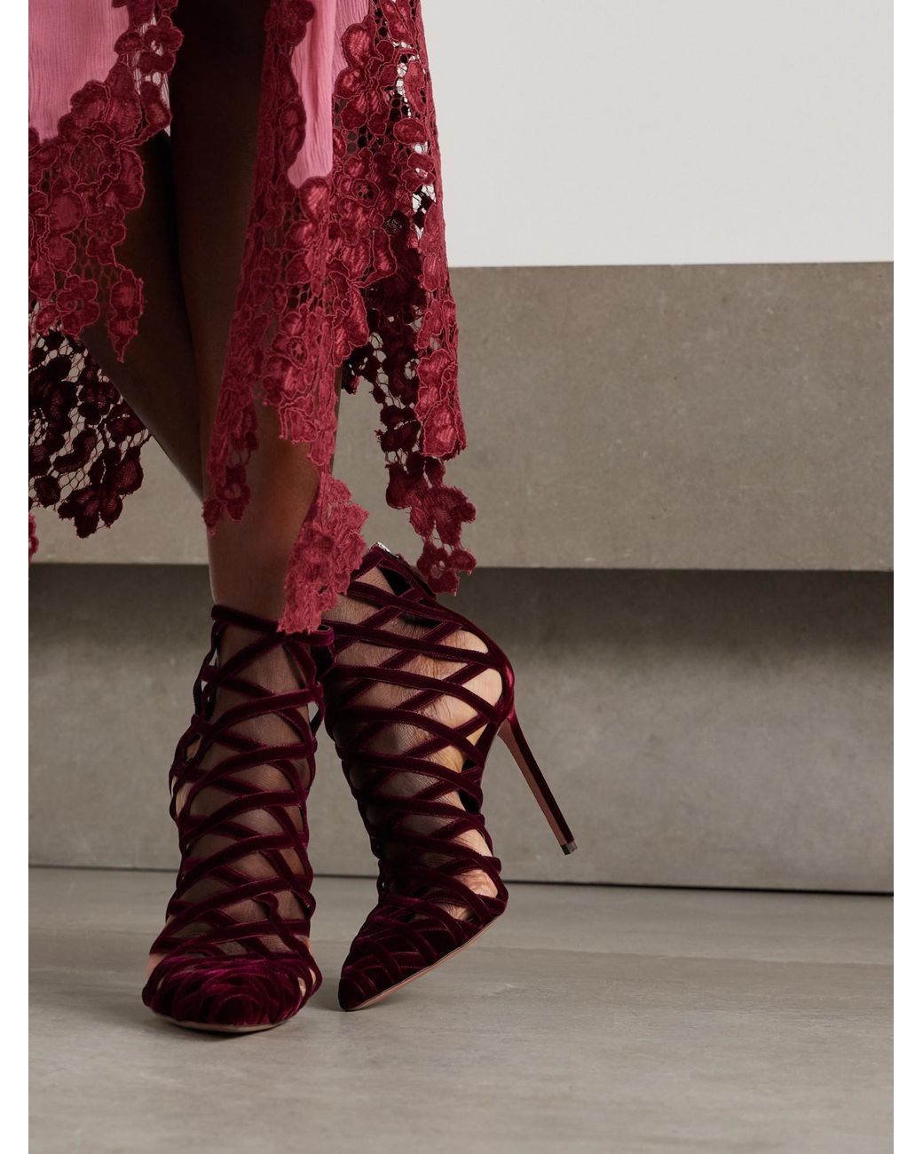 Aquazzura Multicolor Cut-Out Ankle Boots With High Heels