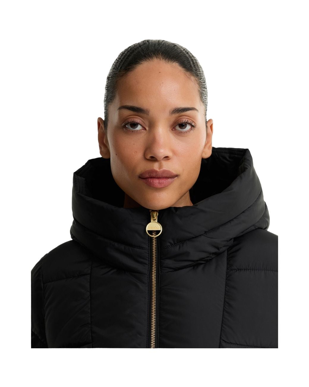 Barbour Black High Neck Short Quilted Padded Coat