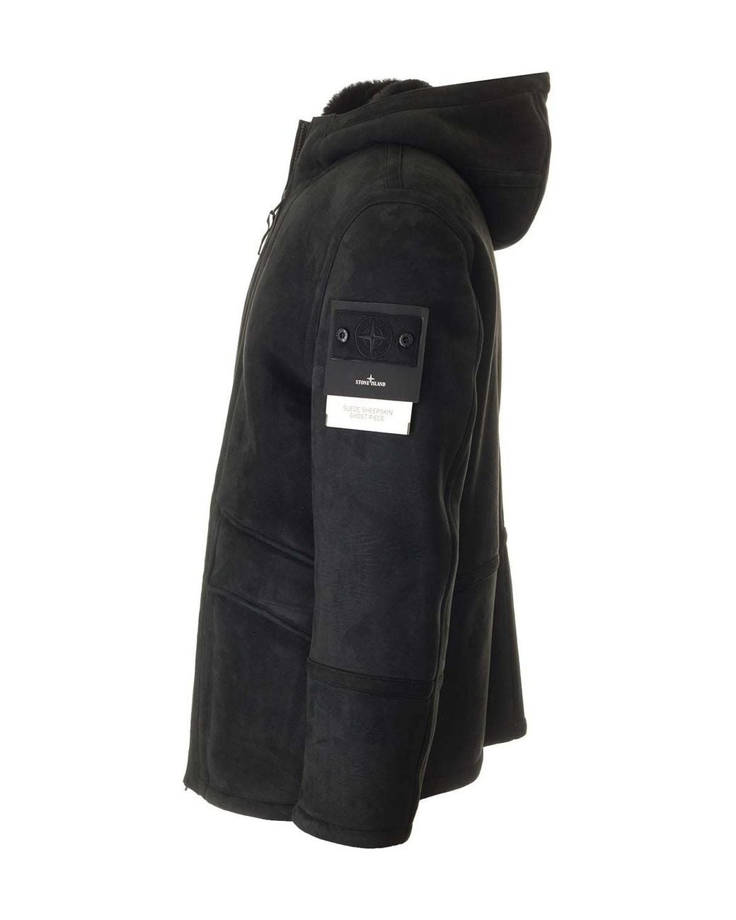 Stone Island Black Hooded Zipped Jacket for men