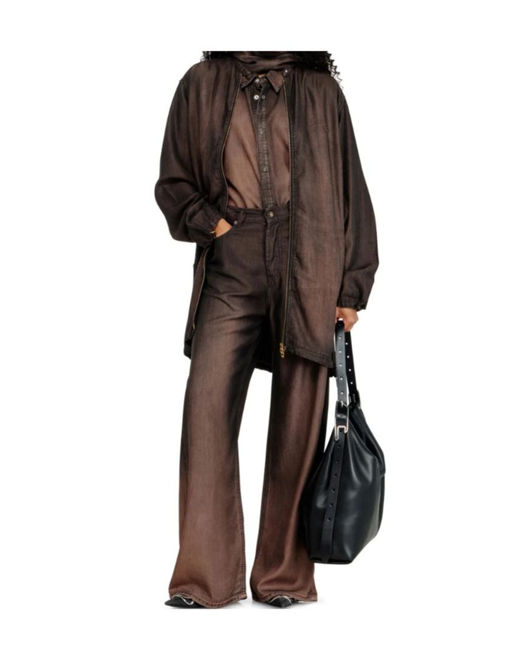 DIESEL Brown De Troit Oversized Zip Jacket