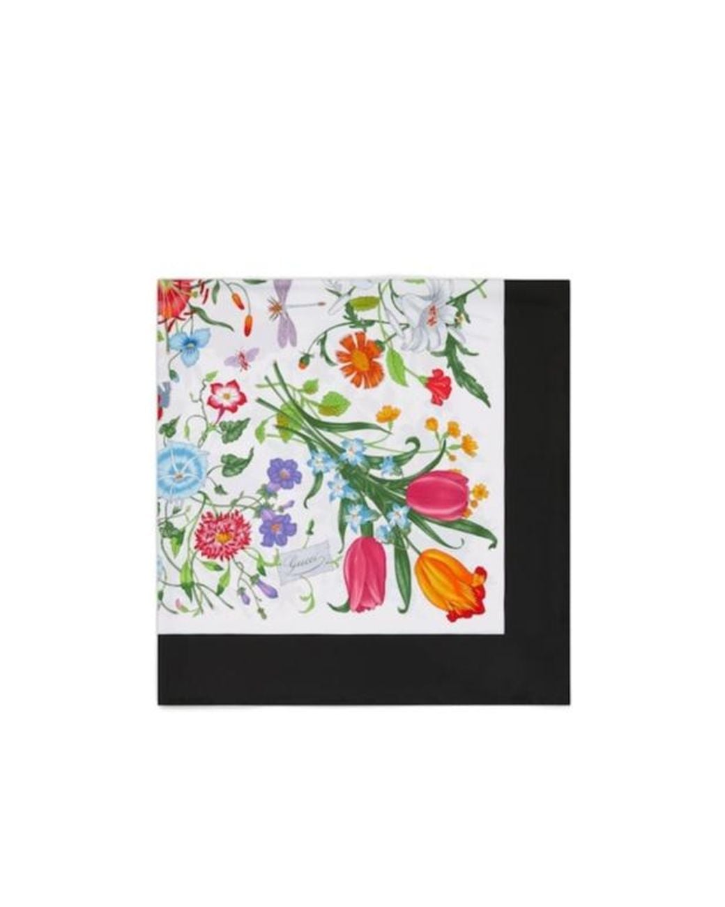 Gucci Black Printed Silk Wool Shawl