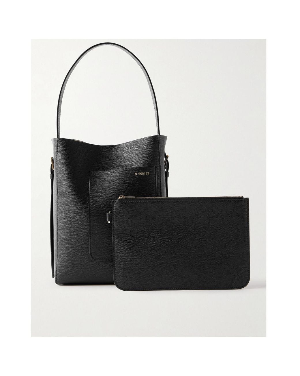 Valextra Black Open Top Mini Bucket Bag