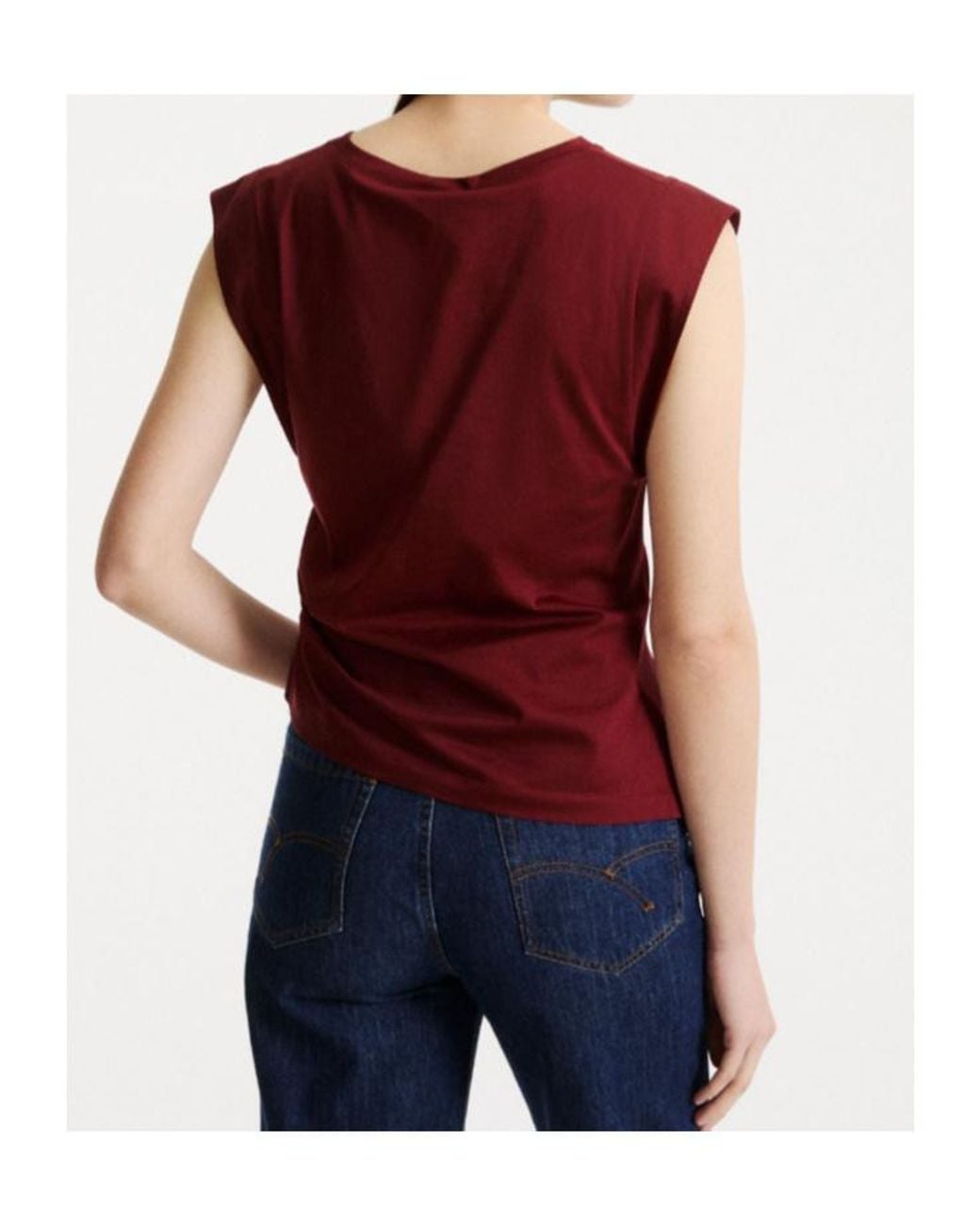 Marella Red Asymmetric Cotton Jersey Top