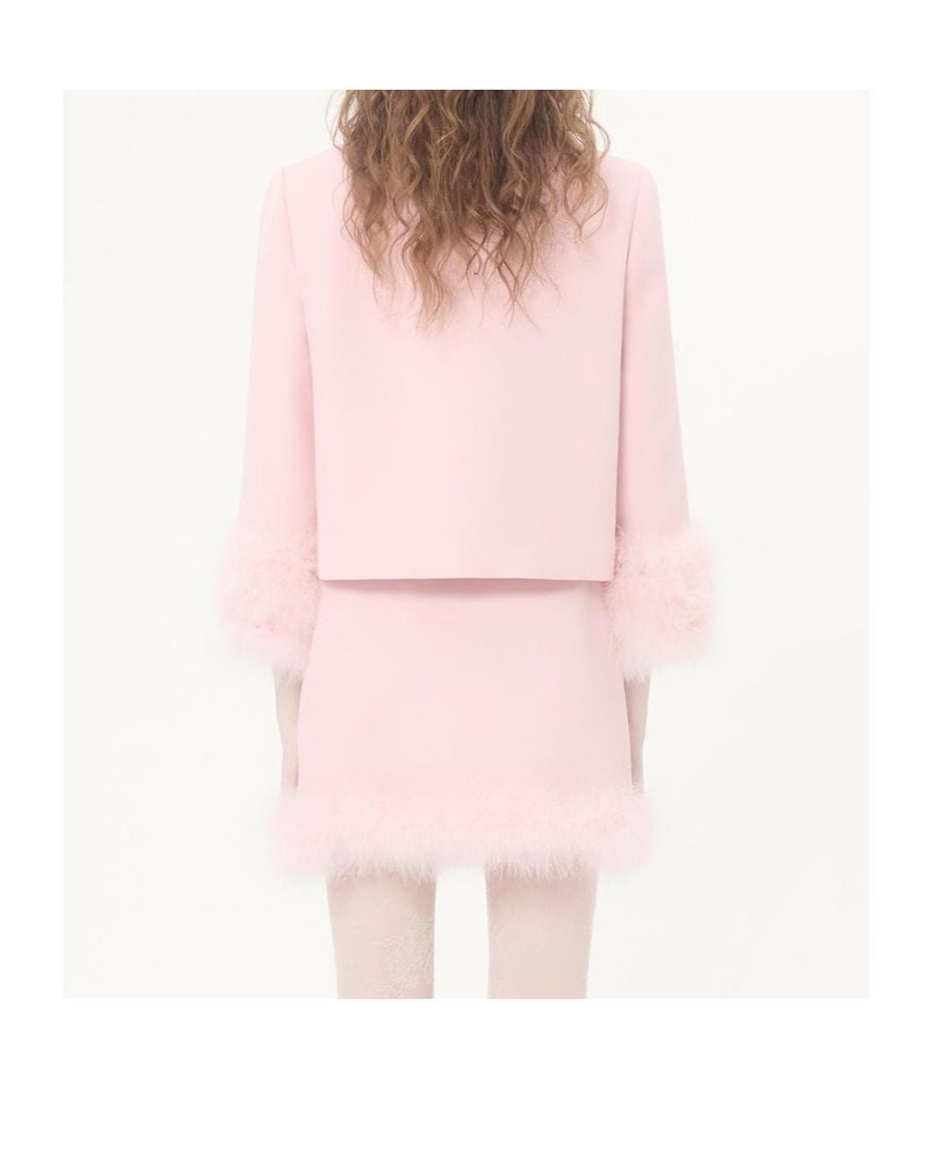 Valentino Pink Crepe Couture Jacket With Feathers