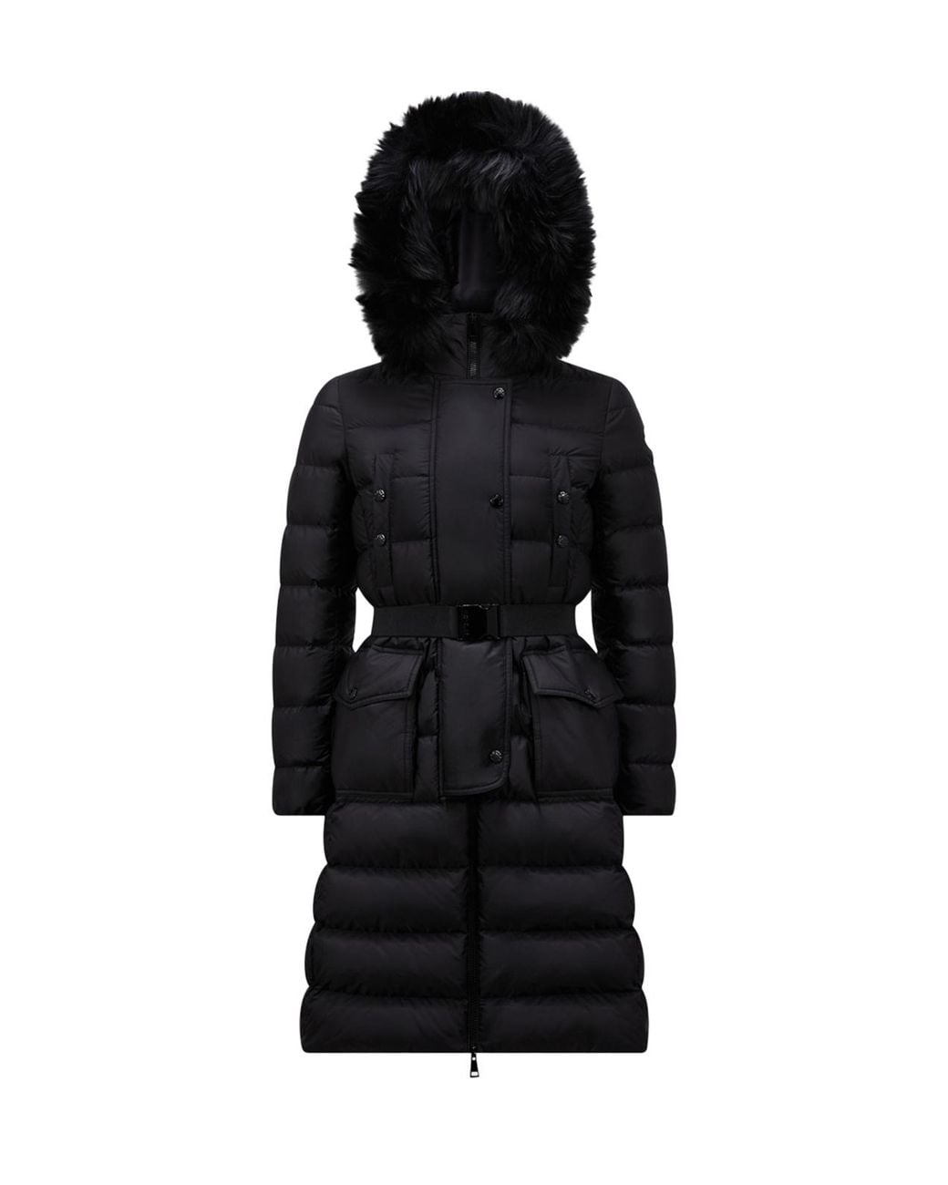 Moncler Black Khloe Logo Patch Belted Jacket