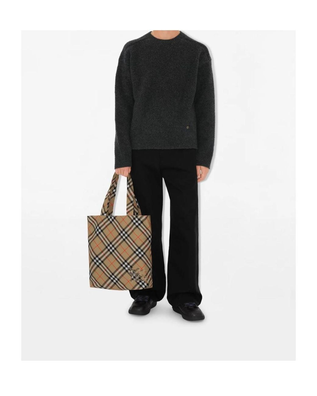 Burberry Metallic Checked Zipped Tote Bag for men