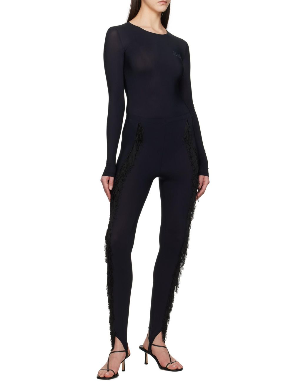 MM6 by Maison Margiela Black Crewneck Long-Sleeved Jumpsuit