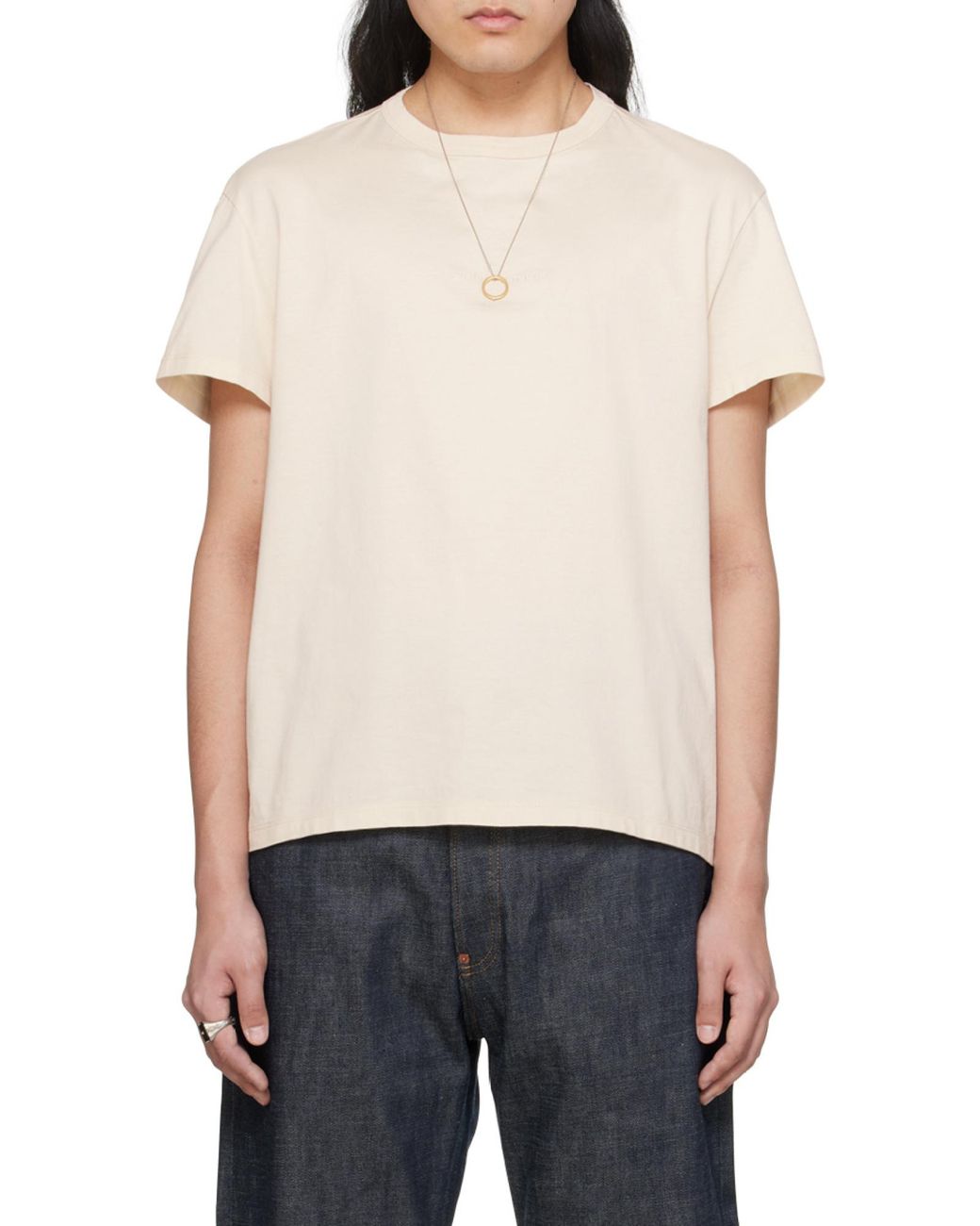 Maison Margiela White Logo Printed Crewneck T-Shirt for men